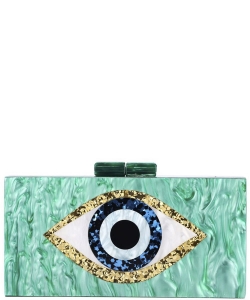 Fashion Hard Case Eye Clutch Bag HBG-104507 GREEN